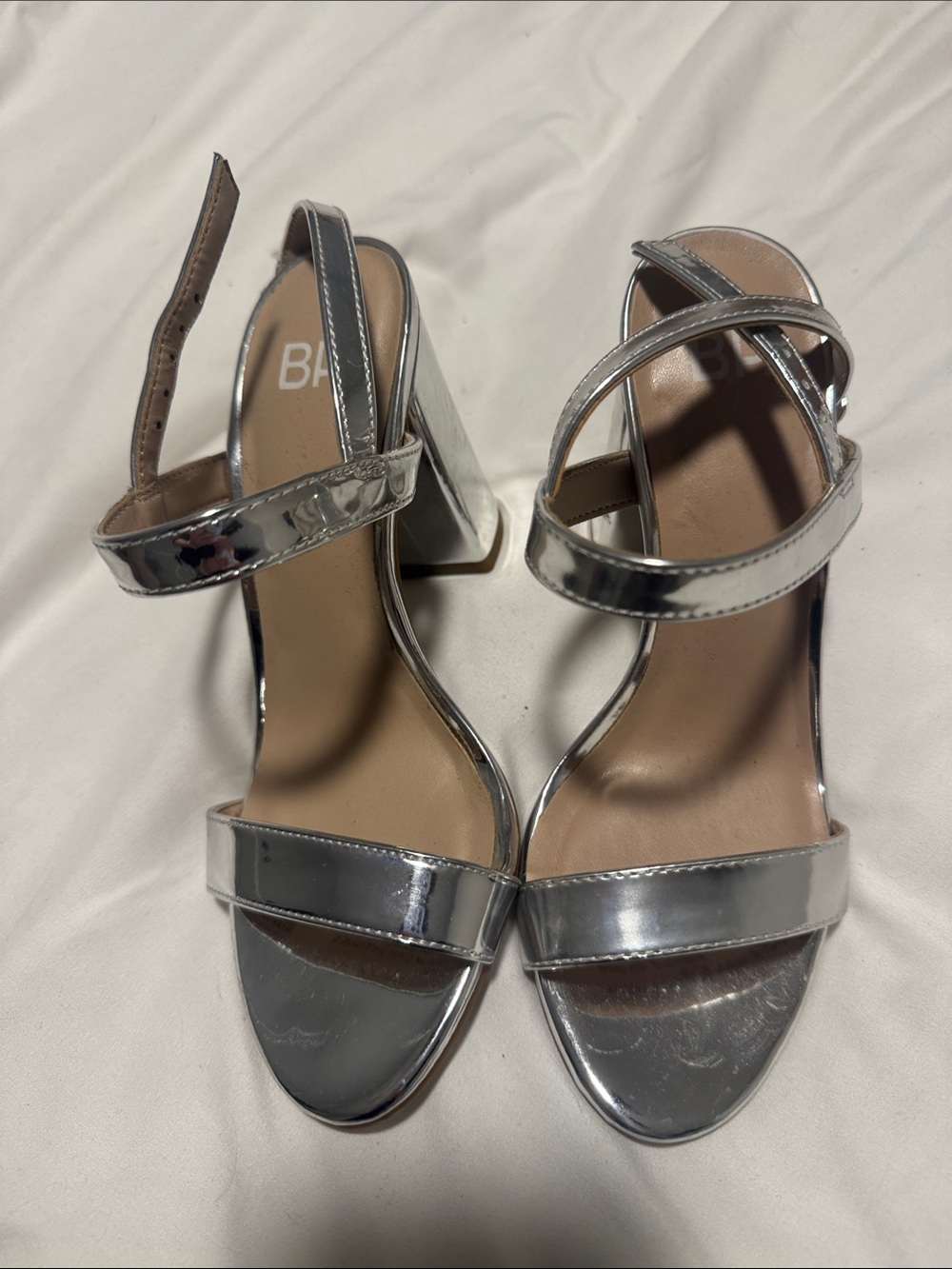 BP Women's Silver Block Heel Sandals